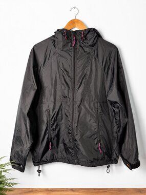 REI Vintage Windbreaker Jacket Black Men's Full Zip XS